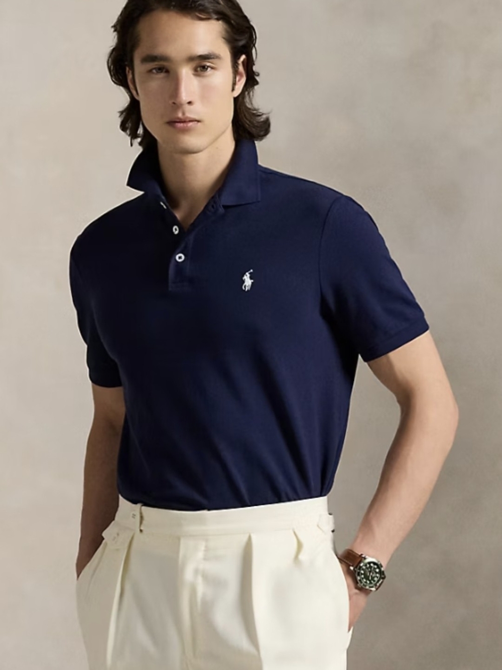 Polo by Ralph Lauren Navy Short-Sleeve Pique Golf Polo with Embroidered Pony M